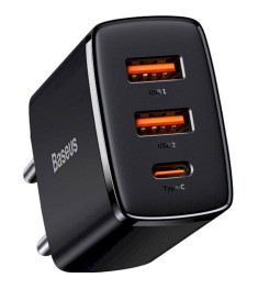 СЗУ-адаптер Baseus Compact 30W QC + PD (2USB / 1Type-C) (Чёрный) CCXJ-E01