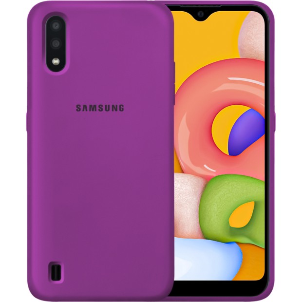 Силикон Original 360 Case Logo Samsung Galaxy A01 (2020) (Сиреневый)