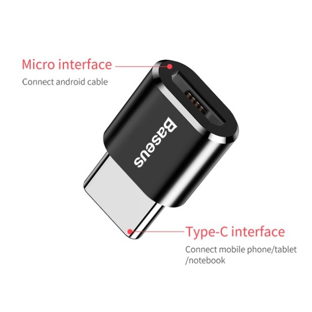 Переходник OTG Baseus MicroUSB to Type-C (Чёрный) CAMOTG-01