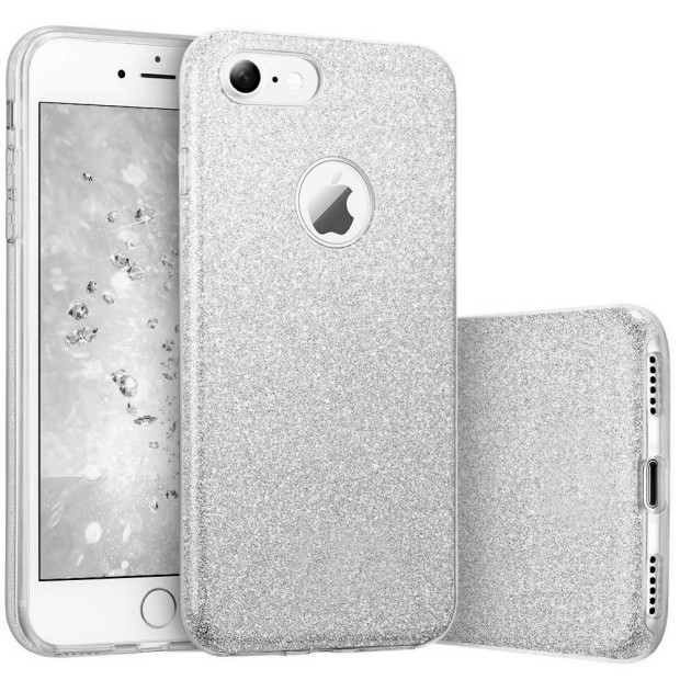 Силиконовый чехол Glitter Apple iPhone 7 / 8 (серебрянный)