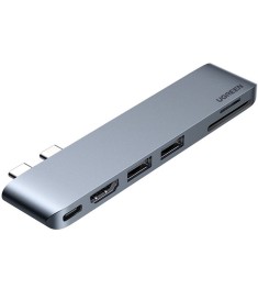 Переходник UGREEN CM380 (Type-C to HDMI / 2USB 3.0 / TF / SD / USB-C) (Space Gra..