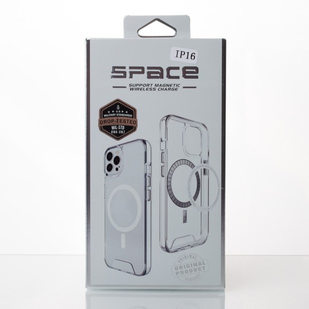 Силикон Space Case MagSafe Apple iPhone 16 (Прозрачный)