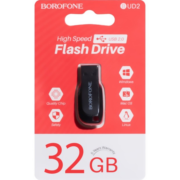 USB флеш-накопитель Borofone Drive UD2 32Gb (Чёрный)