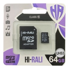 Карта памяти Hi-Rali MicroSDXC 64GB (UHS-3) (Class 10) + SD Adapter