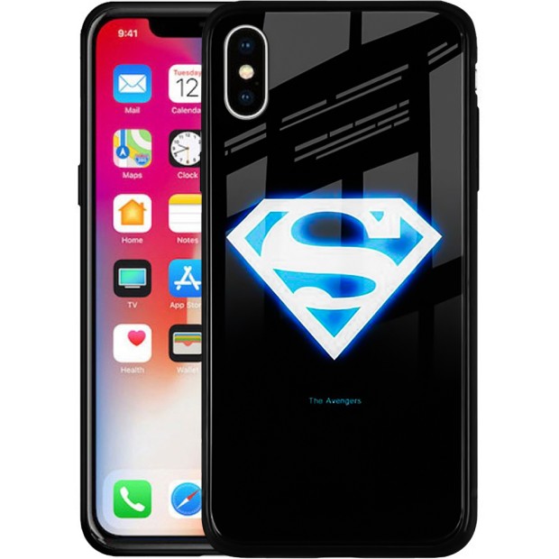 Накладка Luminous Glass Case Apple iPhone XS Max (Superman)