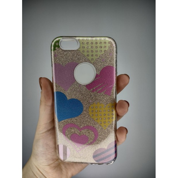Силикон Glitter Apple iPhone 6 / 6s (Heart)
