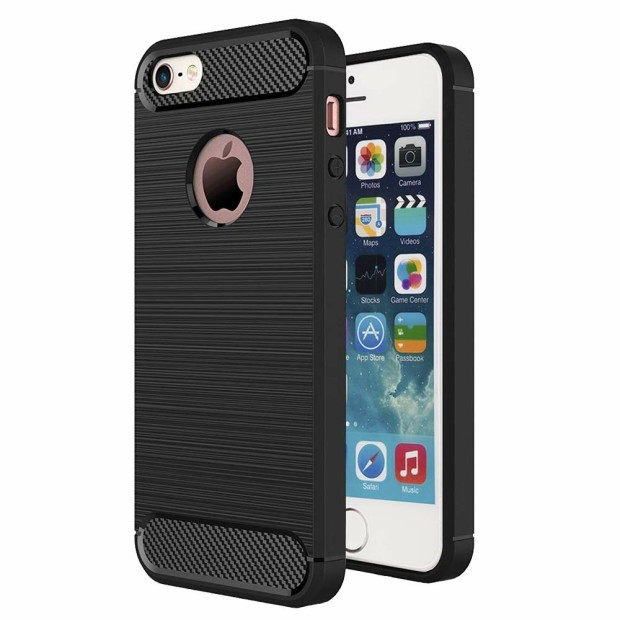 Чехол Силикон Polished Carbon Apple iPhone 5 / 5s / SE (черный)