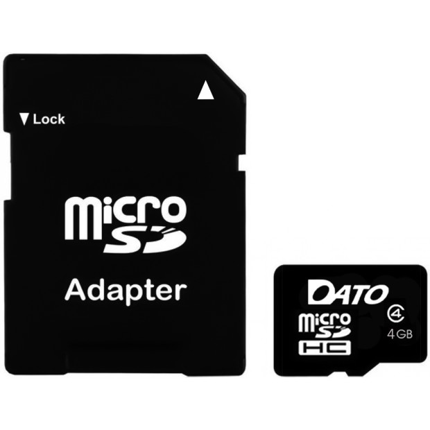 Карта памяти DATO MicroSDHC 4Gb + SD Adapter (Class 4)