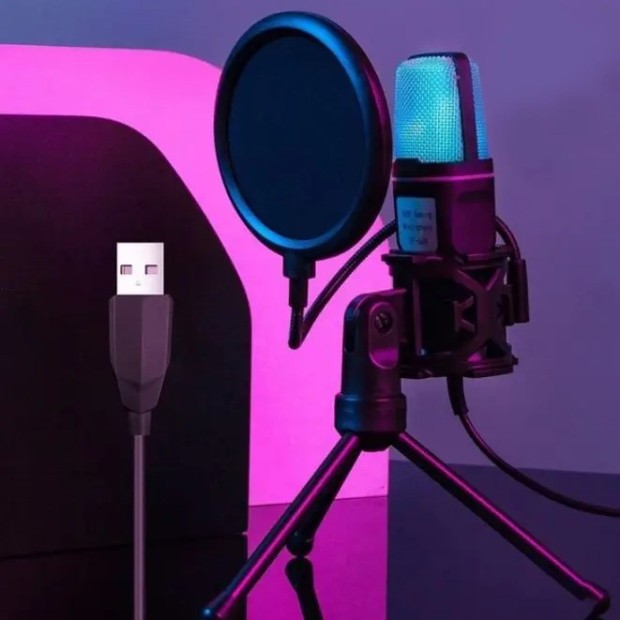 Микрофон настольный Defender RGB (Чёрный)