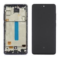 Дисплей для Samsung A525 Galaxy A52 (2020) с чёрным тачскрином и серебристой корпусной рамкой (с широким ободком) OLED