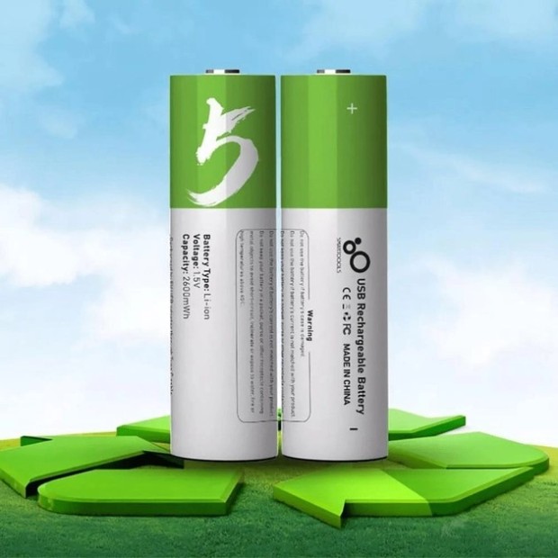 Аккумулятор AA - Lithium 1.5V Rechargeable Battery Type-C (2 шт.) (green)