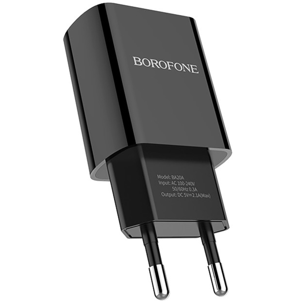 СЗУ-адаптер USB Borofone BA20A 2.1A (Чёрный)