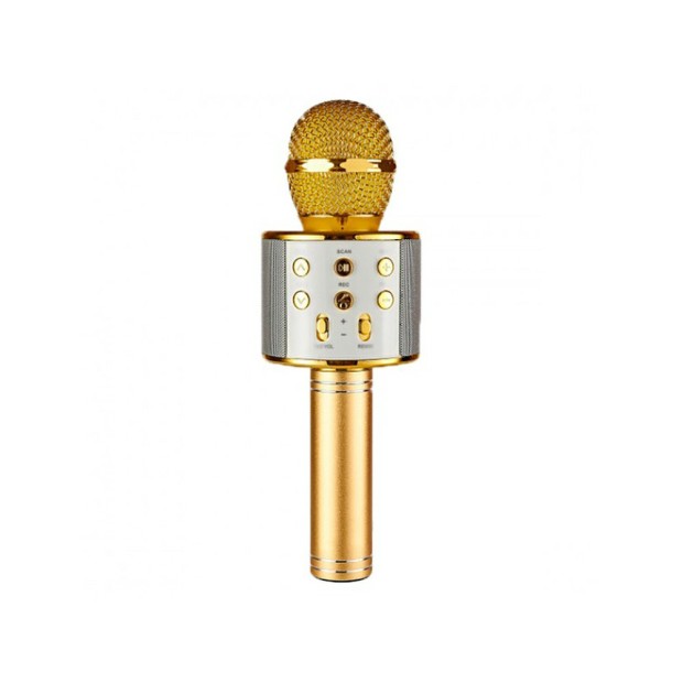 Микрофон-караоке Bluetooth WS-858 (золотой)