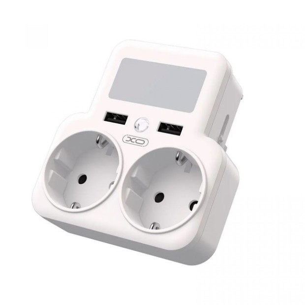 Сетевой переходник XO WL09 (2AC/2USB 2.4A) с ночником