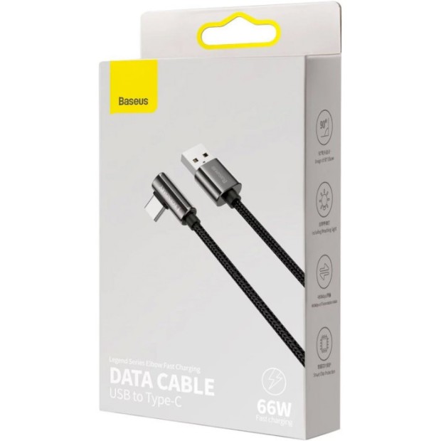 USB-кабель Baseus Legend Series Elbow PD 66W (1m) (Type-C) (Чёрный) CATCS-B01