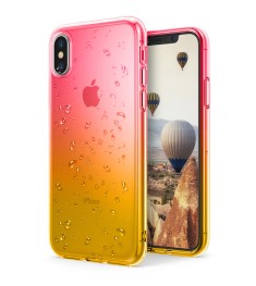 Силикон Rain Gradient Apple iPhone X / XS (Розово-желтый)