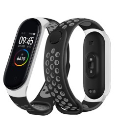 Ремешок Sport Xiaomi Mi Band 3 / Mi Band 4 (Чёрно-серый)