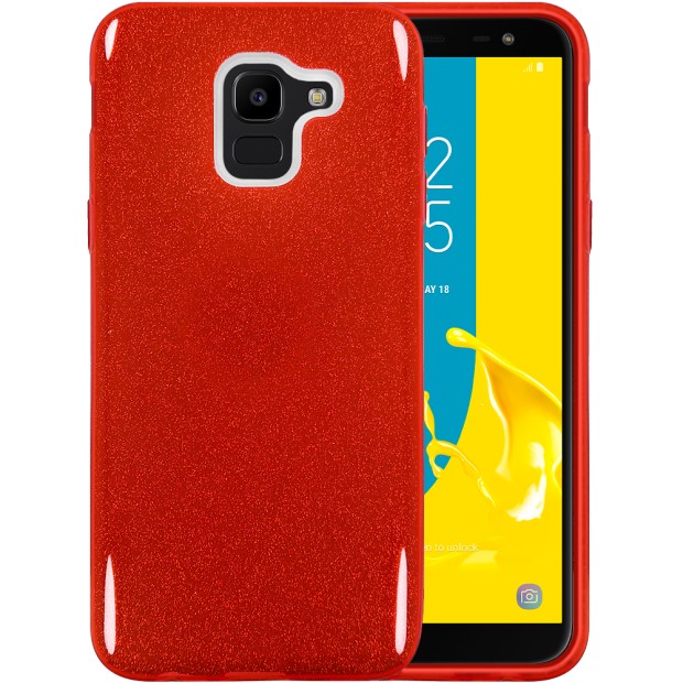 Силиконовый чехол Glitter Samsung Galaxy J6 (2018) J600 (Красный)
