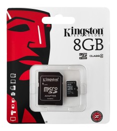 Карта памяти Kingston MicroSDHC 8Gb (Class 4) + SD-адаптер