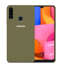 Силикон Original Case Logo Samsung Galaxy A20S (2019) (Оливковый)