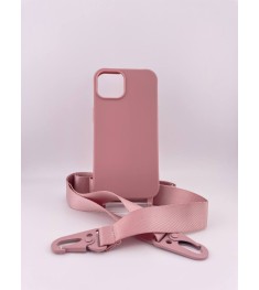 Чехол Silicone Case Shoulder Strap Apple iPhone 13 (Pink Sand)