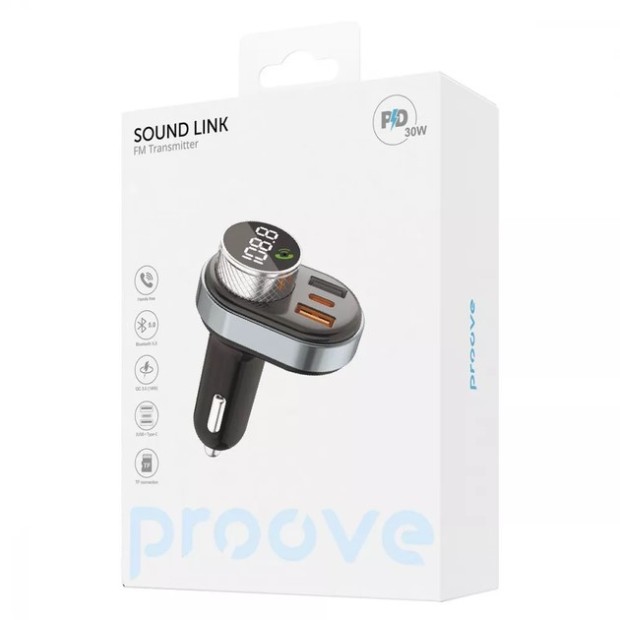 АЗУ-адаптер Proove Launcher Sound Link 30W (USB + Type-C) (Black)