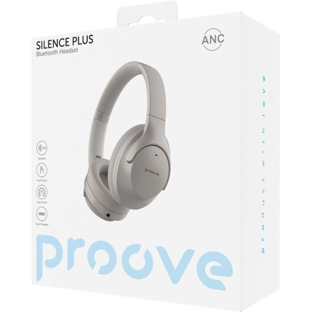 Беспроводные накладные наушники-гарнитура Proove Silence Plus with ANC (Gray)