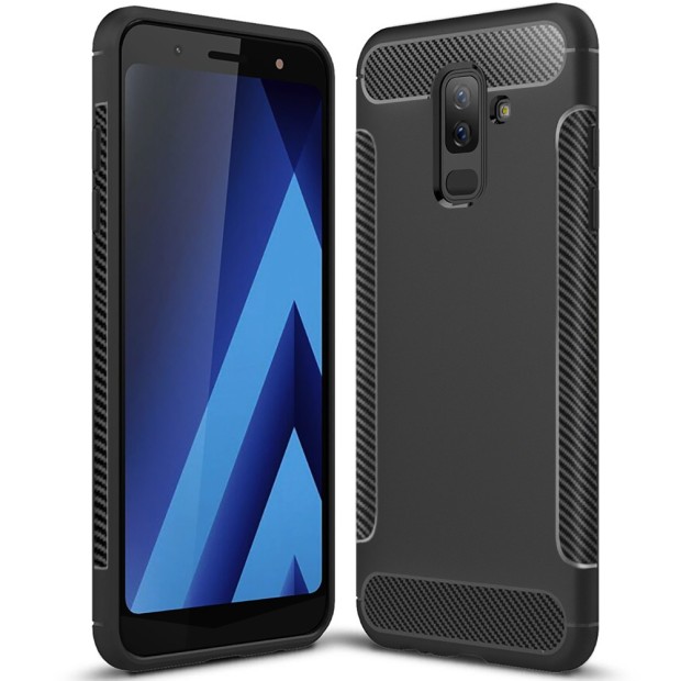 Силикон Soft Carbon Samsung Galaxy A6 Plus (2018) A605 (Чёрный)