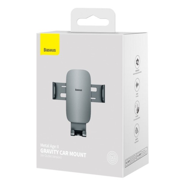 Автодержатель Baseus Metal Age 2 Gravity Car Mount (Air Outlet Version) (Серебро) SUJS000012