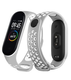 Ремешок Sport Xiaomi Mi Band 3 / Mi Band 4 (Серо-белый)