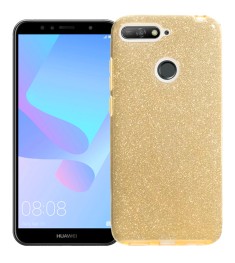 Силиконовый чехол Glitter Huawei Y6 (2018) / Y6 Prime 2018 / Honor 7a Pro (Золот..