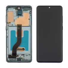 Дисплей для Samsung G985 Galaxy S20 Plus с чёрным тачскрином и голубой корпусной рамкой OLED