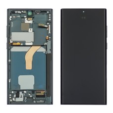 Дисплей для Samsung S908B Galaxy S22 Ultra с чёрным тачскрином и зелёной корпусной рамкой OLED