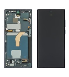 Дисплей для Samsung S908B Galaxy S22 Ultra с чёрным тачскрином и зелёной корпусн..