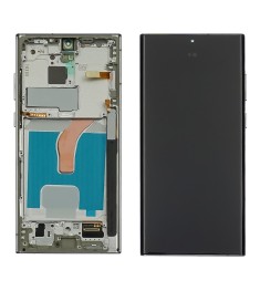 Дисплей для Samsung S908B Galaxy S22 Ultra с чёрным тачскрином и серебристой кор..
