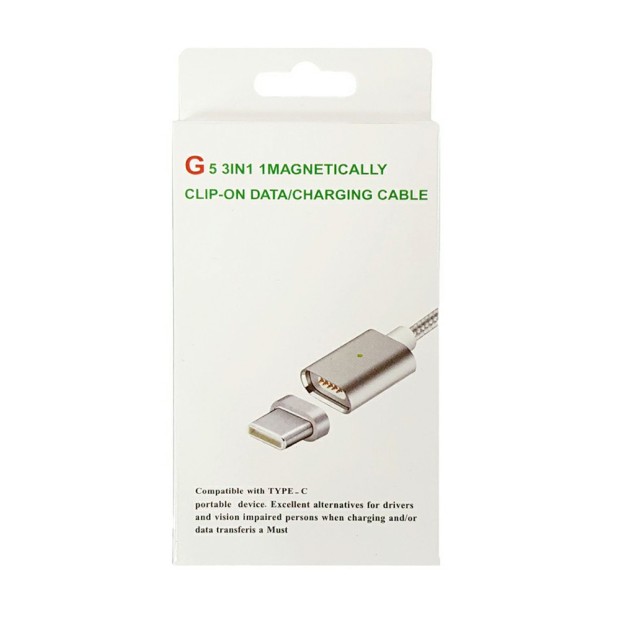 USB-кабель Clip-ON Magnetic (Type-C) (Стальной)