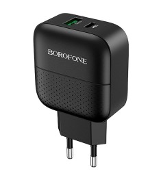 СЗУ-адаптер USB Borofone BA46A Premium PD + QC3.0 (Чёрный)