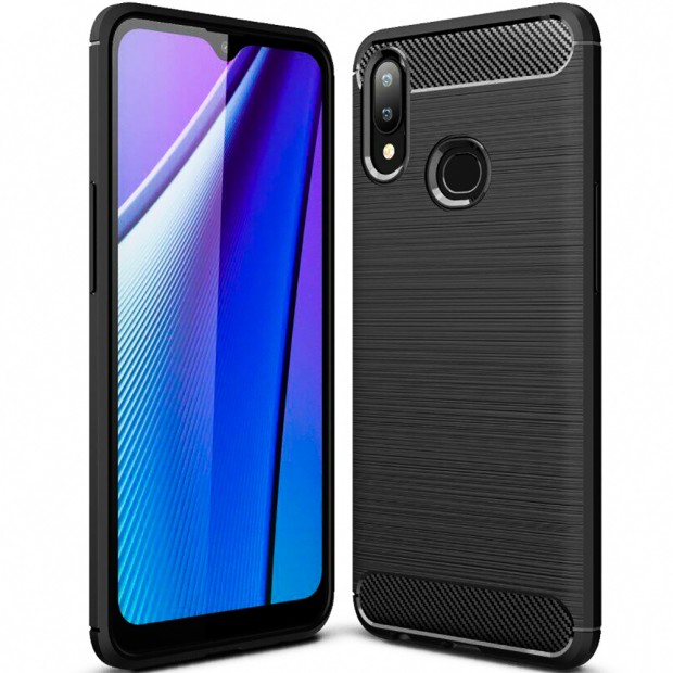 Силиконовый чехол Polished Carbon Samsung Galaxy A10s (2019) (Чёрный)