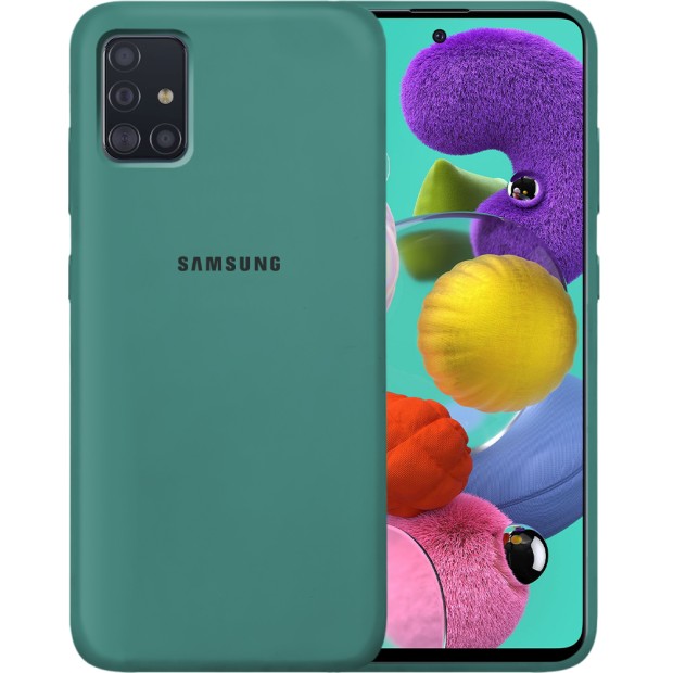 Силикон Original Round Case Logo Samsung Galaxy A51 (2020) (Тёмно-зелёный)