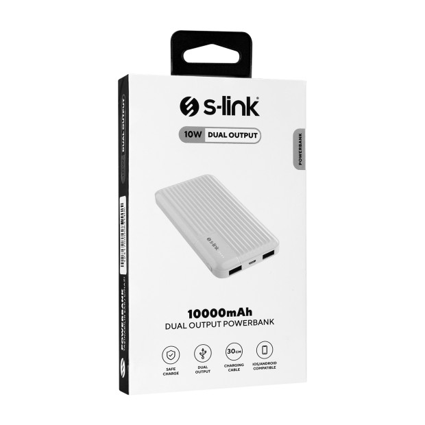 Внешний аккумулятор PowerBank S-link Light 10000mAh 2USB + 10LED (Black)