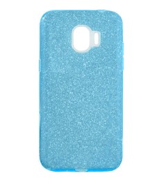 Силиконовый чехол Glitter Samsung J2 (2018) J250 (синий)