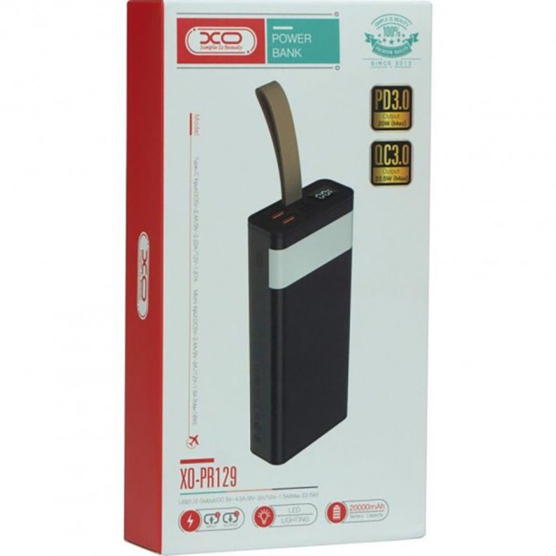 PowerBank XO PR129 20000mAh PD 20W + QC 22.5W (Black)