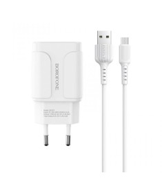 СЗУ-адаптер USB Borofone BA37A 2.1A + Type-C-кабель (Белый)