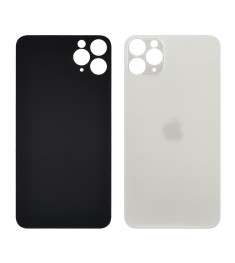 Заднее стекло корпуса для Apple iPhone 11 Pro Max Silver (белое) (Big hole) Orig..