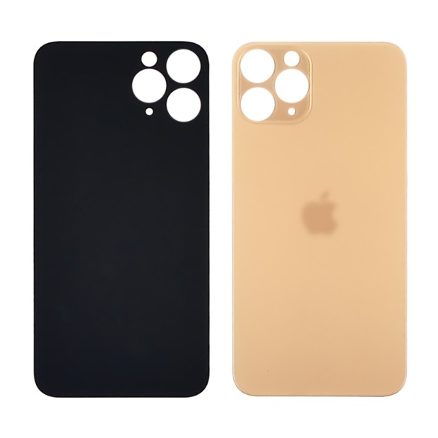Заднее стекло корпуса для Apple iPhone 11 Pro Gold (золотистое) (Big hole)
