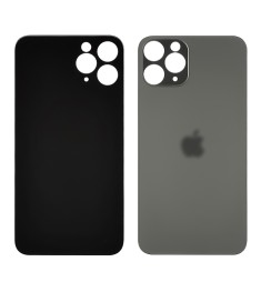 Заднее стекло корпуса для Apple iPhone 11 Pro Space Gray (тёмно-серое) (Big hole..