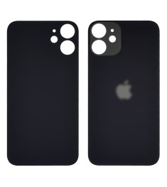 Заднее стекло корпуса для Apple iPhone 12 Mini Black (чёрное) (Big hole)