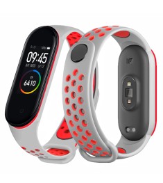 Ремешок Sport Xiaomi Mi Band 3 / Mi Band 4 (Серый с красным)