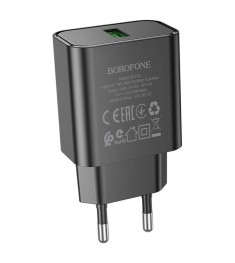 СЗУ-адаптер USB Borofone BA72A QD 18W (1USB) (Чёрный)