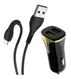 АЗУ-адаптер Hoco Z31 Universe 2USB 2.4A QC3.0 + MicroUSB-кабель (Чёрный)